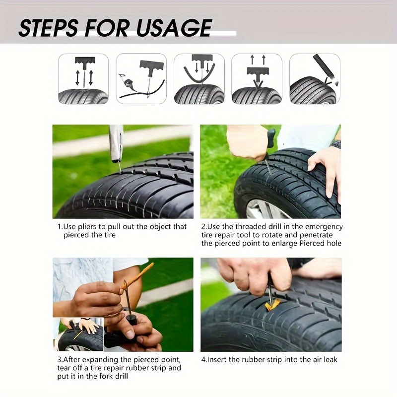 5pcs/6pcs Car Tire Repair Tool, Glue Rubber Stripes Tools For Motorcycle  Bicycle Tubeless Tyre Puncture Quick Repairing Kit, Outdoor Vehicle First  Aid