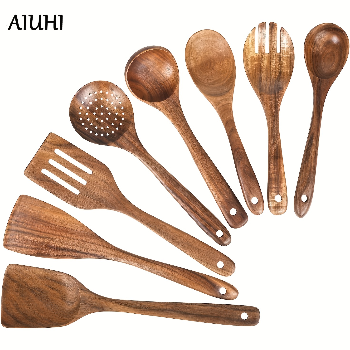  10 Pack Wooden Spoons for Cooking, Teak Wood Kitchen