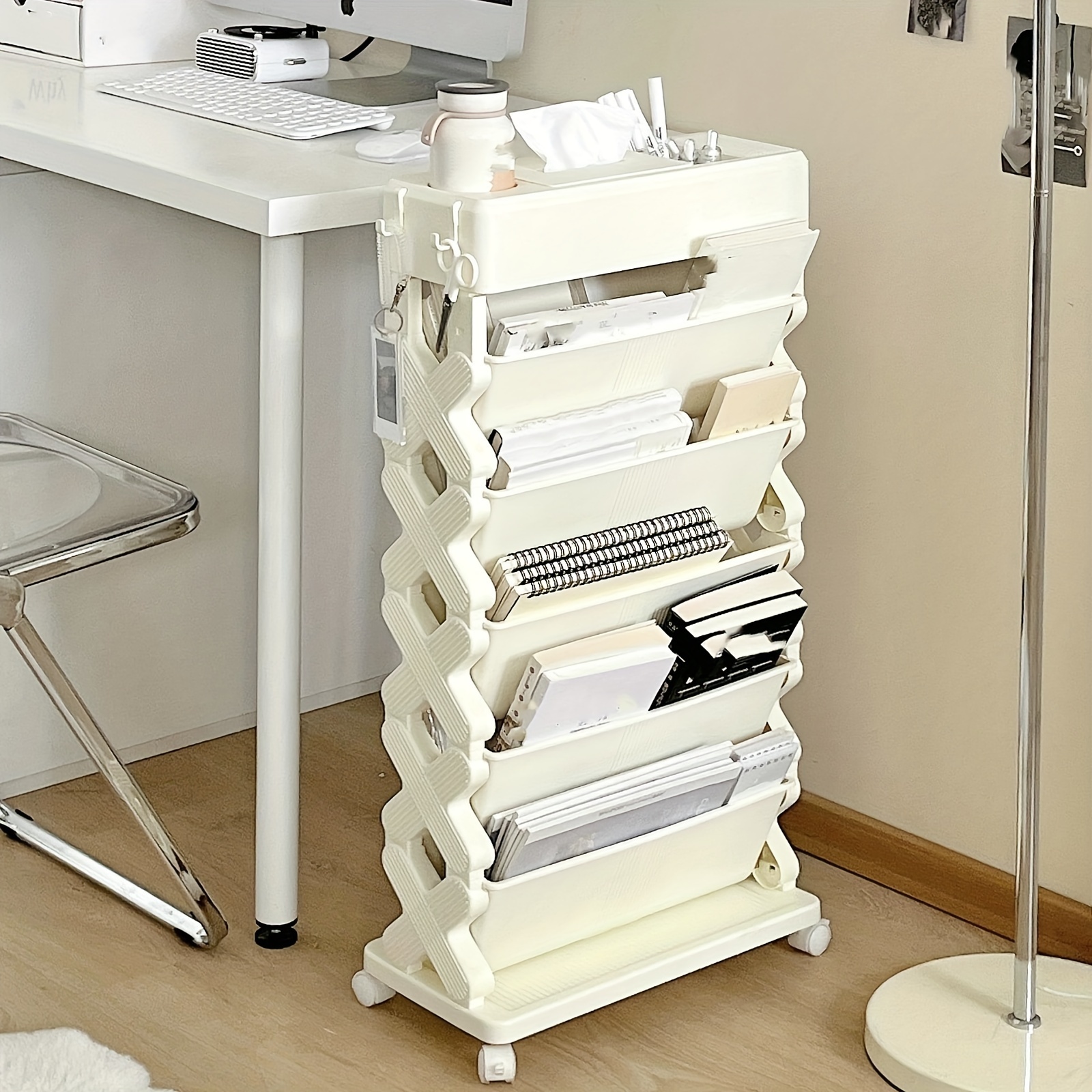 Stackable Book Cart Storage Rack Portable Durable Document - Temu