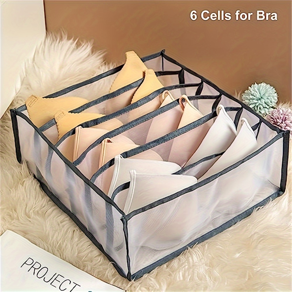 Womens Bra Pouch Drawer For Storage: Thickened Grid Box With Mesh