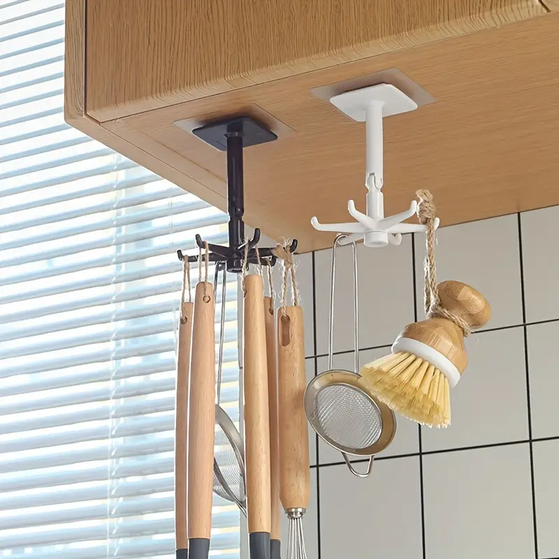 2pcs Multifunctional 6-Claw Rotating Hooks for Kitchen Storage and  Organization