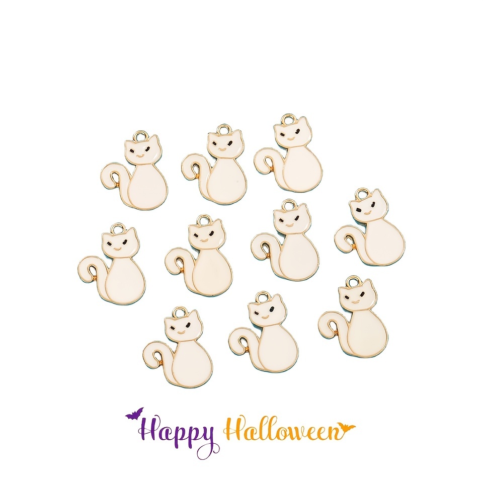 10pcs Cute Halloween Cat Charms DIY Jewelry Making Animal Charms Pendants  For Necklace Earrings Accessories