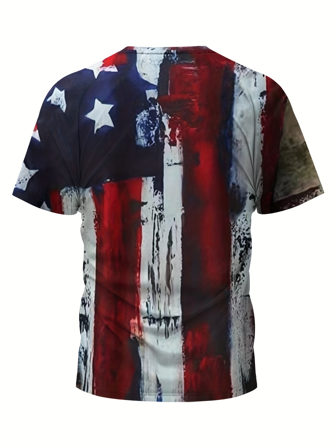 4th of July Tops for Men Independence Day 3D Print Graphic Tops Loose Crew  Neck Short Sleeved T Shirt Patriotic Tops 