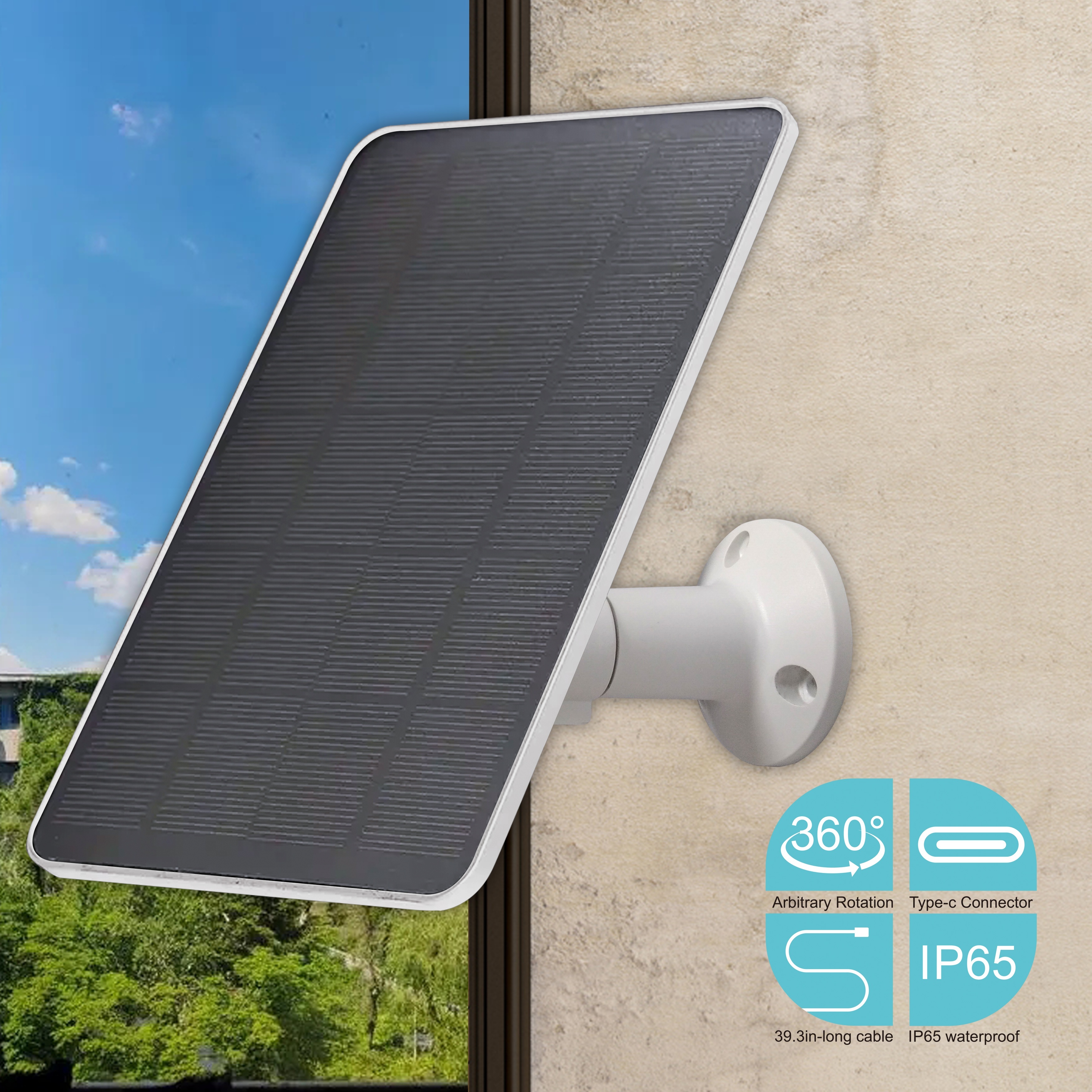 Panel Solar para Camara de Seguridad Cargador Solar Portatil con