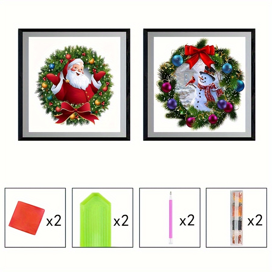 Diy Santa Claus Snowman Artificial Diamond Painting Hanging - Temu