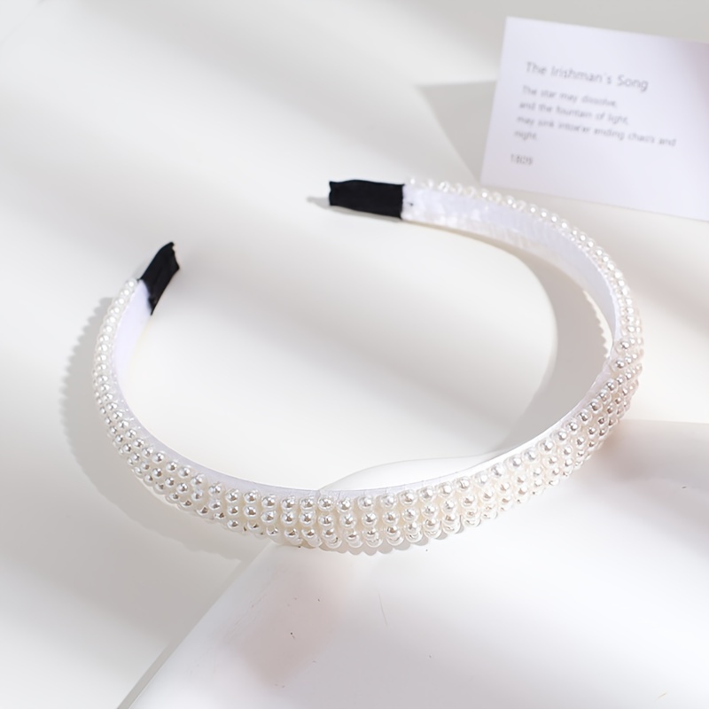 Simple Pearl Hairband Versatile Non slip Head Hoop Elegant - Temu