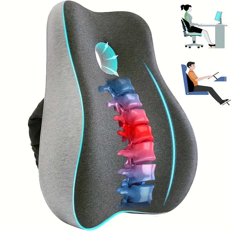 Lumbar Support Pillow,Memory Foam Back Support for Office Chair,Computer  Chair,Car Seat,Recliner and Couch with Breathable 3D Mesh Cover,Ergonomic