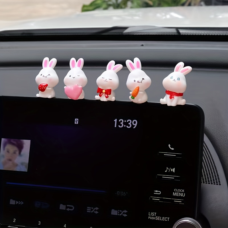 Cute Rabbit Design Car Ornaments Car Interior Mini Rabbit - Temu