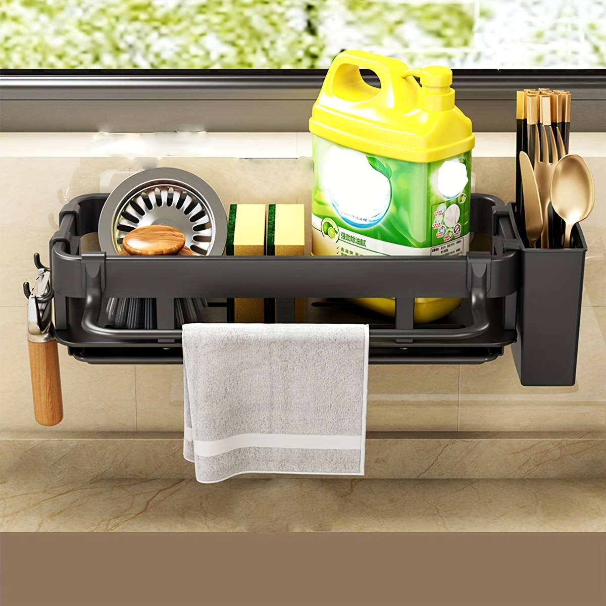 Kitchen Details 2-in-1 Sink Caddy - Hanging Plastic Sponge and