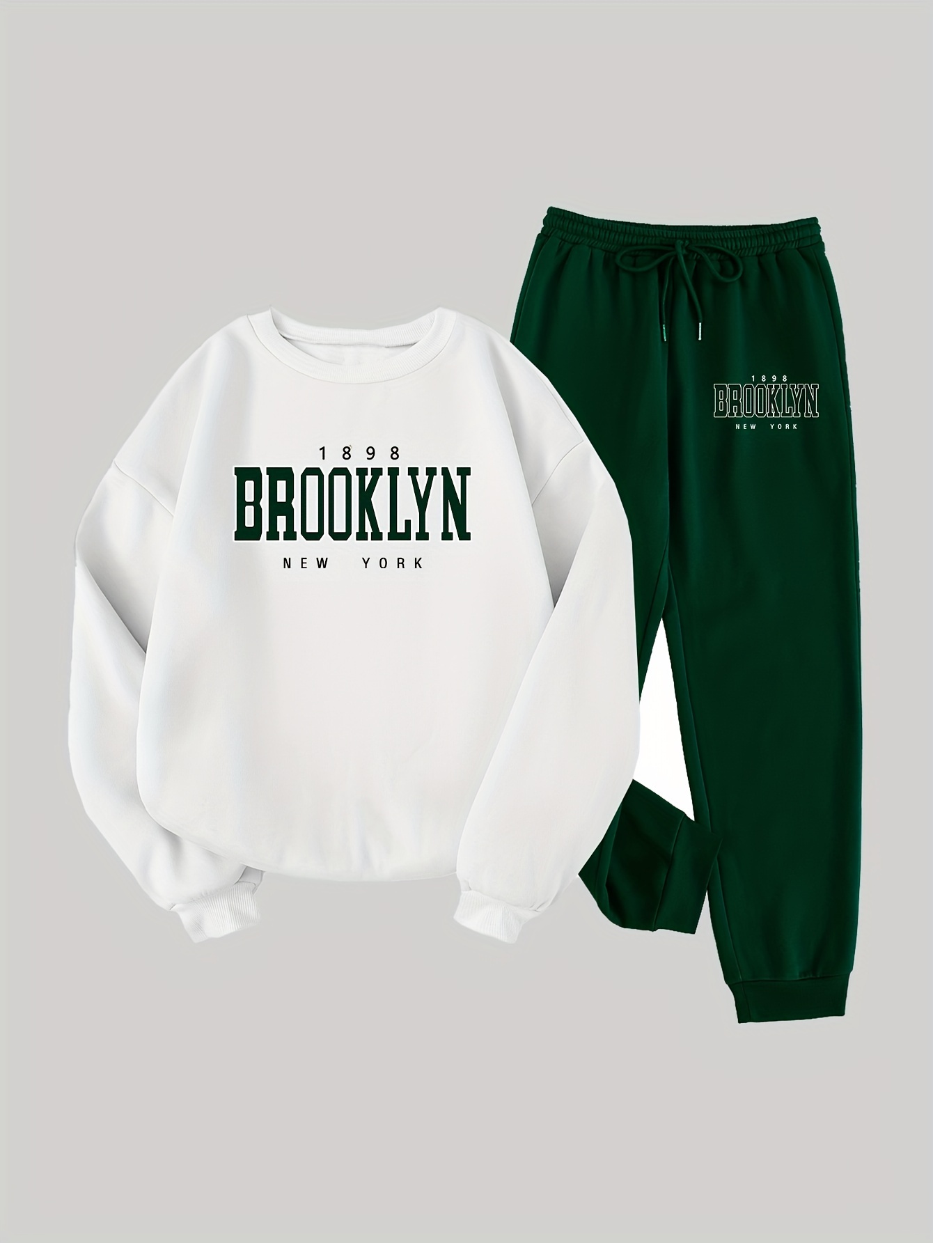 Brooklyn Letter Print Two piece Set Casual Long Sleeve - Temu