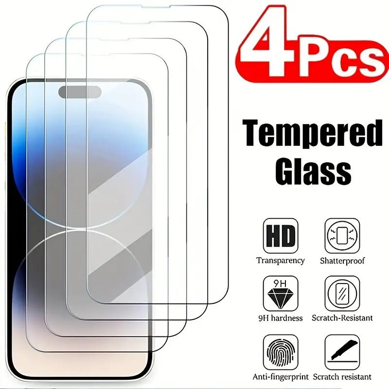 4 Piezas Vidrio Templado Cubierta Completa Iphone 14 Pro Max
