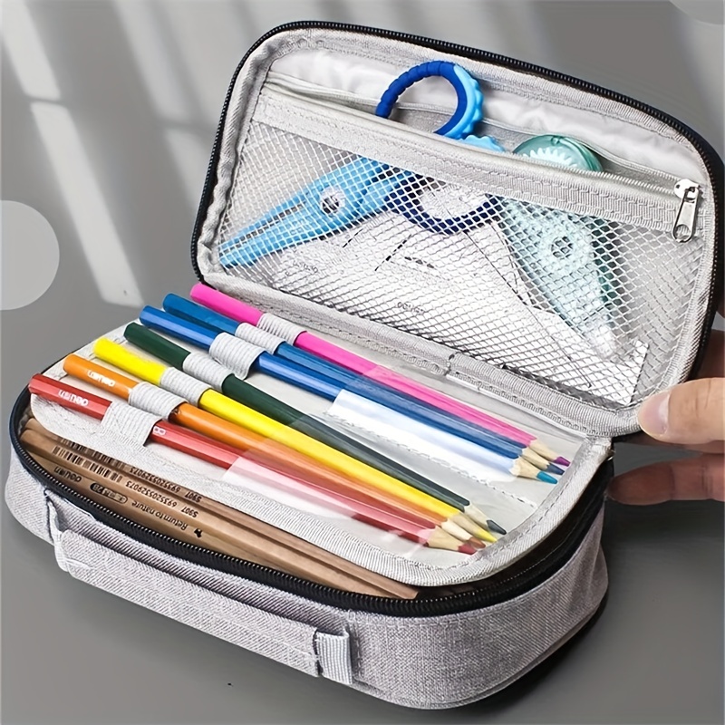 Cute Convenient Canvas Pencil Case: Large Opening Capacity - Temu