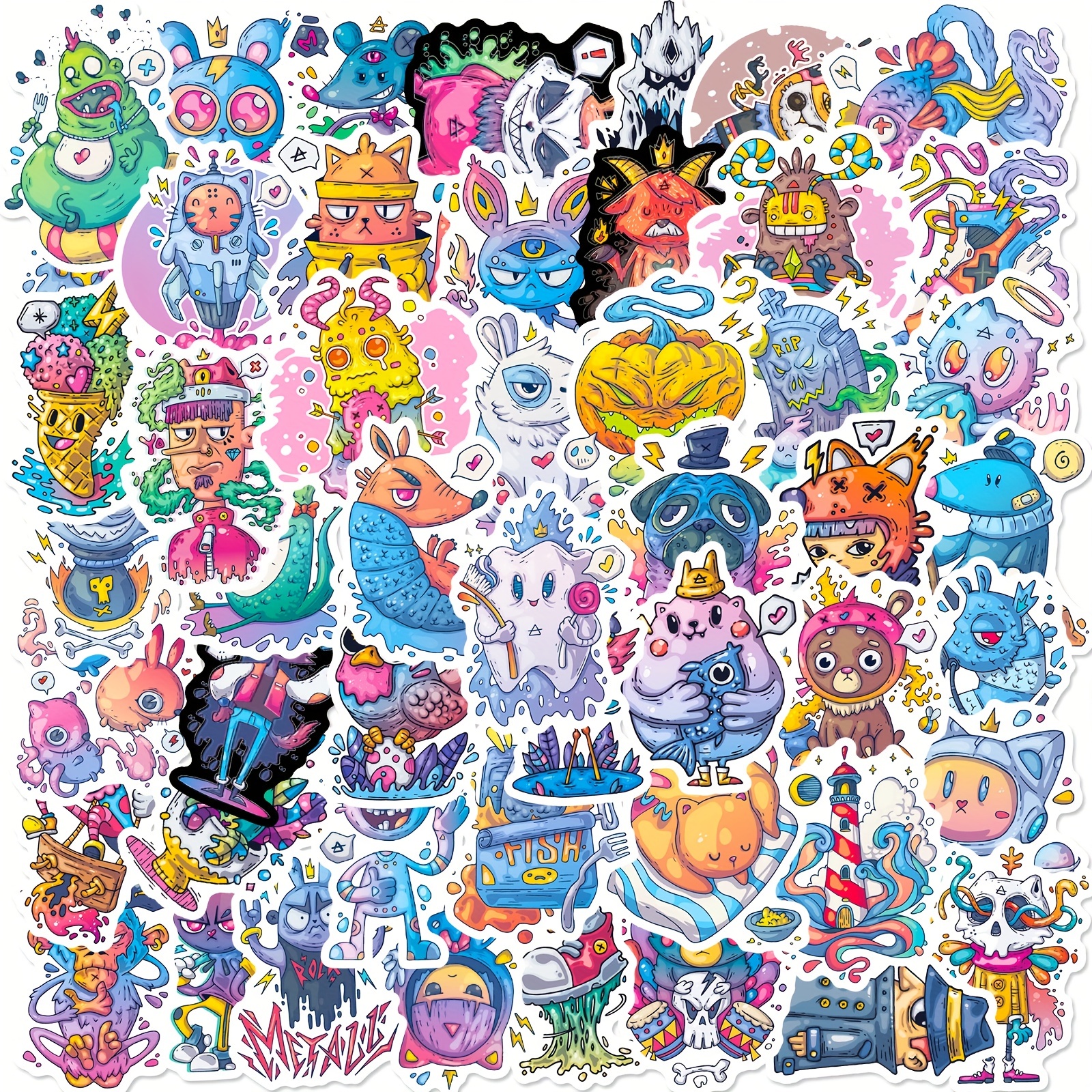 50pcs Creative Fantasy Cartoon World In A Bottle Series Graffiti Stickers  Suitable For Motorcycle Laptop Computer Desktop Cup Waterproof DIY Sticker