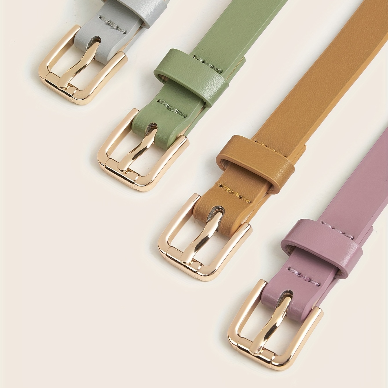 Square Pin Buckle Belt Set PU Vintage Jeans Pants Belt Women