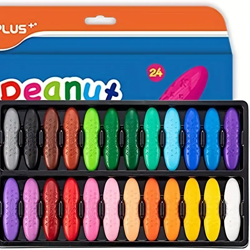 12/24pcs Peanut Crayons, Colorful Washable Crayons, Non-Toxic Crayons,  Coloring Art Supplies Christmas, Halloween, Thanksgiving Gift