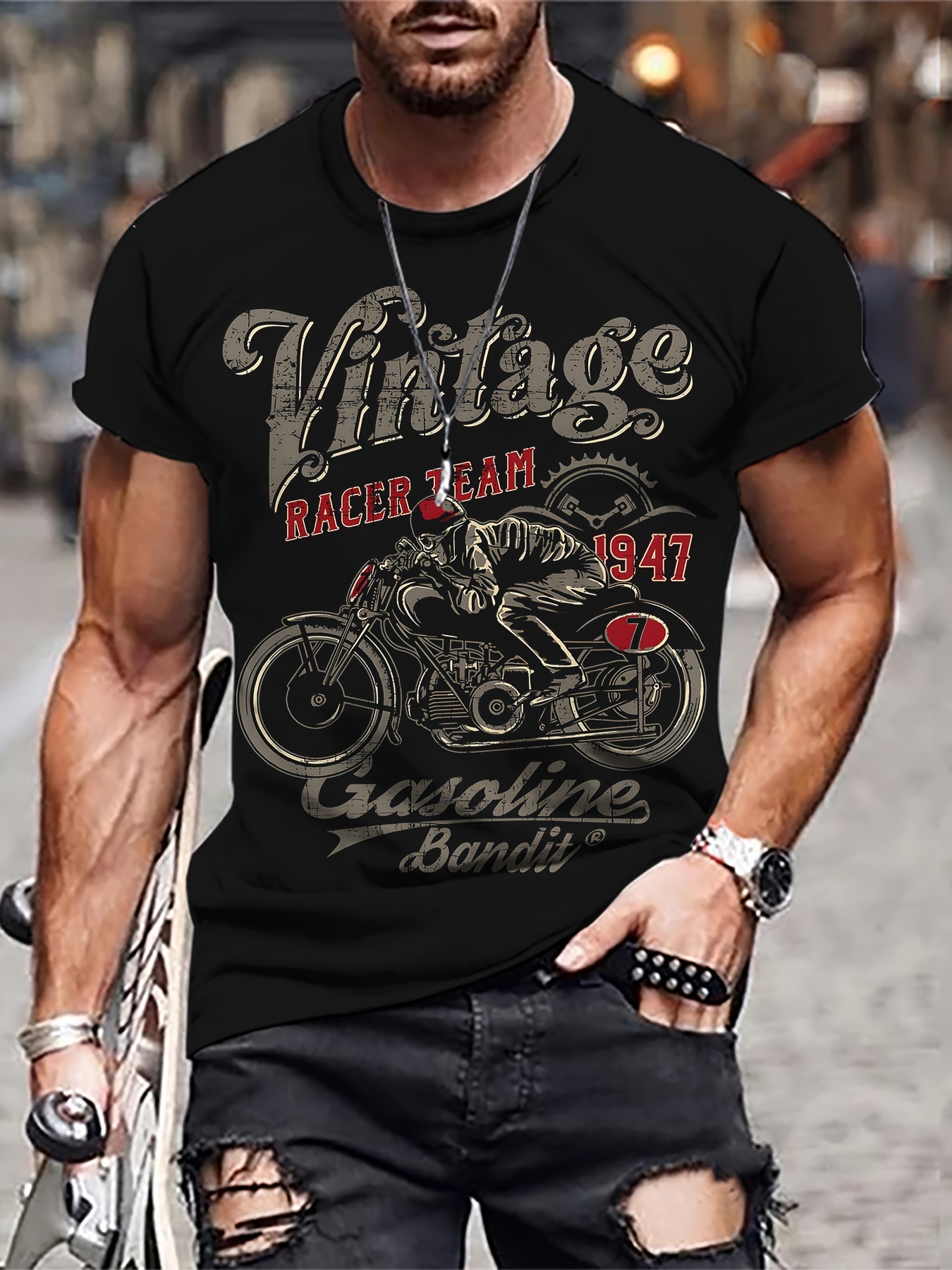 Tee Shirt de Moto Vintage pour Homme