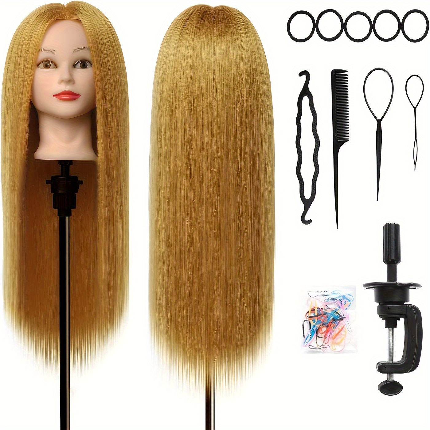 Mannequin Head with 80% Real Hair, TopDirect 24 Blonde Hair Styling Hairdressing Cosmetology Mannequin Manikin Training Practice Head with Clamp