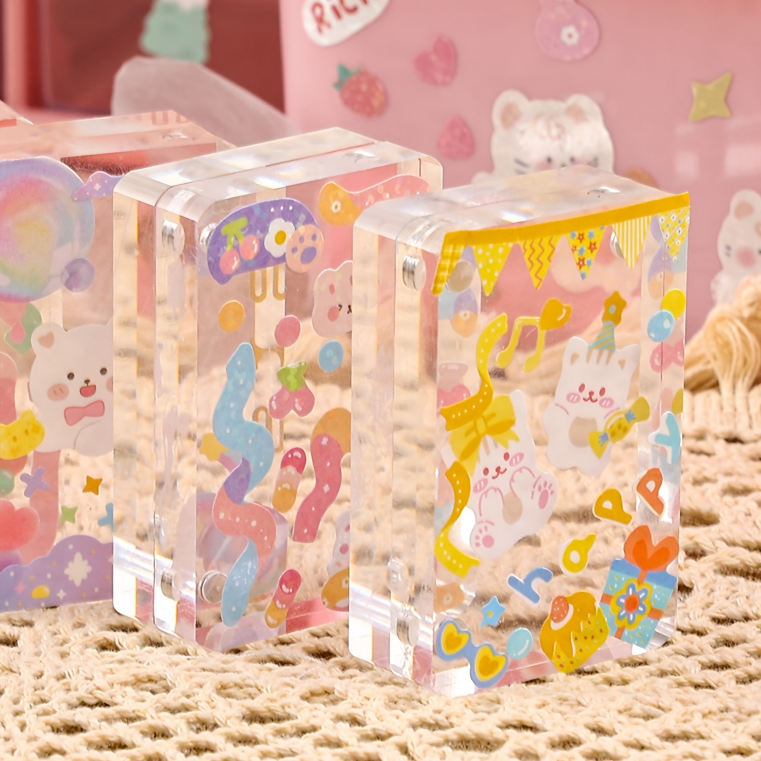 Kpop かわいい 個 2.36 インチ X 1.57 インチ磁気アクリルミニカードレンガ、diy  アクリル磁気ブロック額縁デスクトップ用透明アクリル冷蔵庫マグネット小さな写真の装飾用 美術・工芸・裁縫 Temu Japan