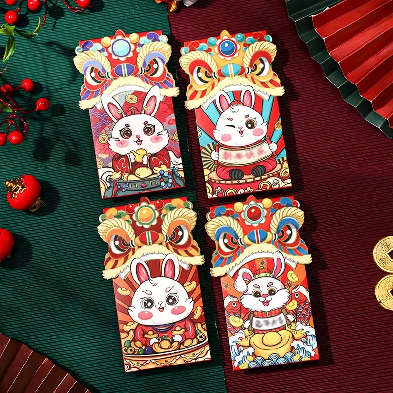 6 Pack Chinese Wedding Red Envelopes - Lucky Money Gift Cash