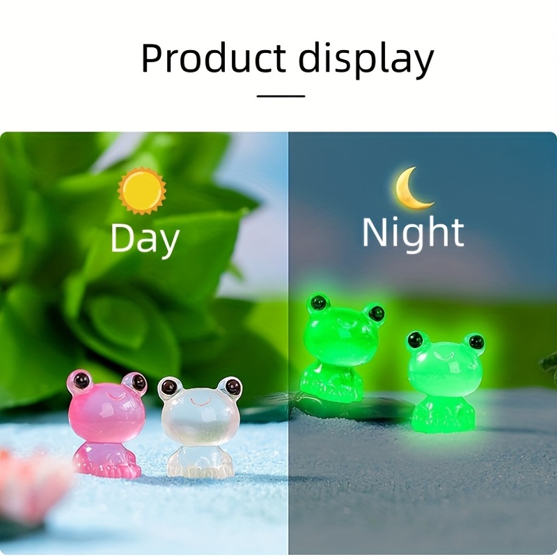 8pcs Glow Mini Frog Garden Decor Luminous Frog Toys Fluorescent