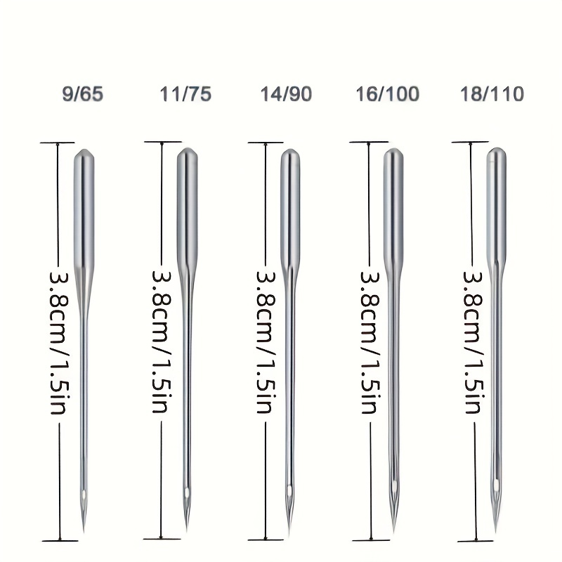 100 agujas universales para máquina de coser, agujas de punto regular para  hermano cantante, tamaños surtidos HAX1 65/9, 75/11, 90/14, 100/16, 110/18