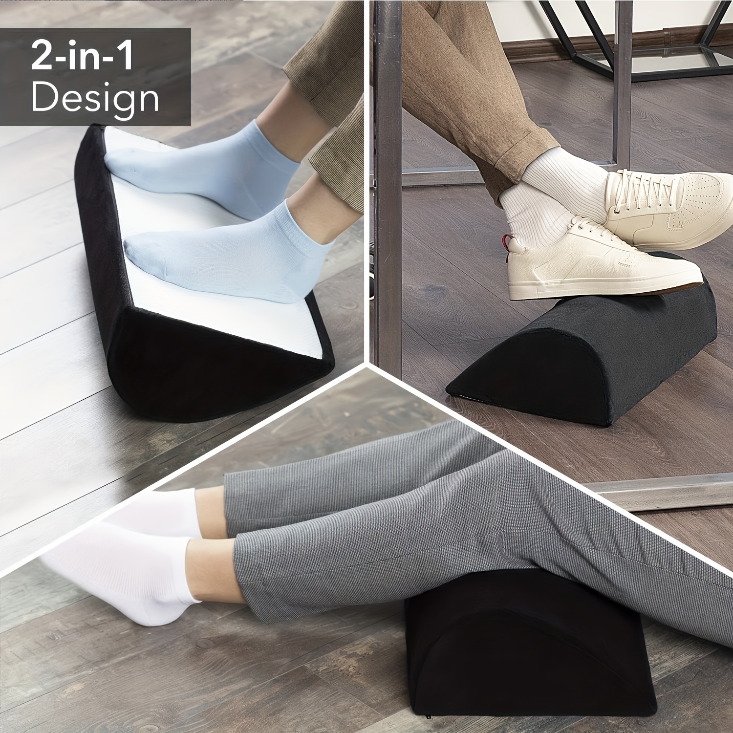 Repose-pieds ergonomique sous le bureau pour la relaxation des jambes, noir  - Moustache®