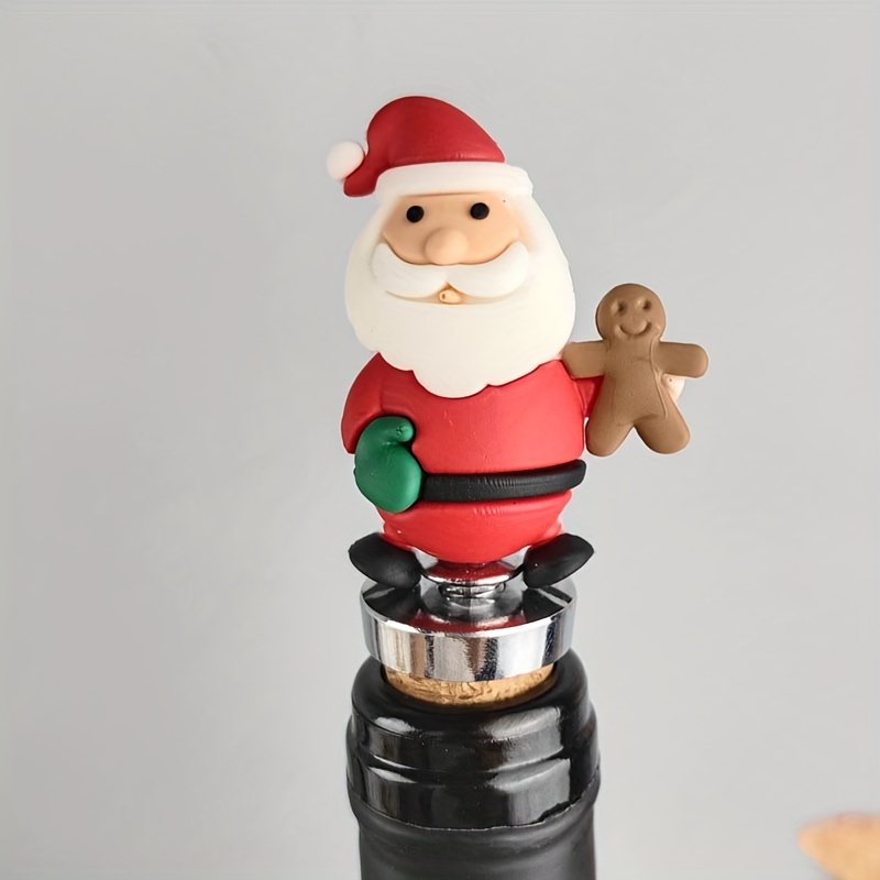 4pcs Christmas Wine Bottle Stoppers Santa Claus Wine Stopper Christmas  Supplies