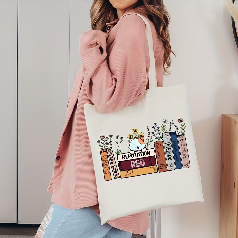 Albumts Books Canvas Tote Bag, Lightweight Shoulder Bag, Portable Handbag  For Work & Shopping - Temu Philippines