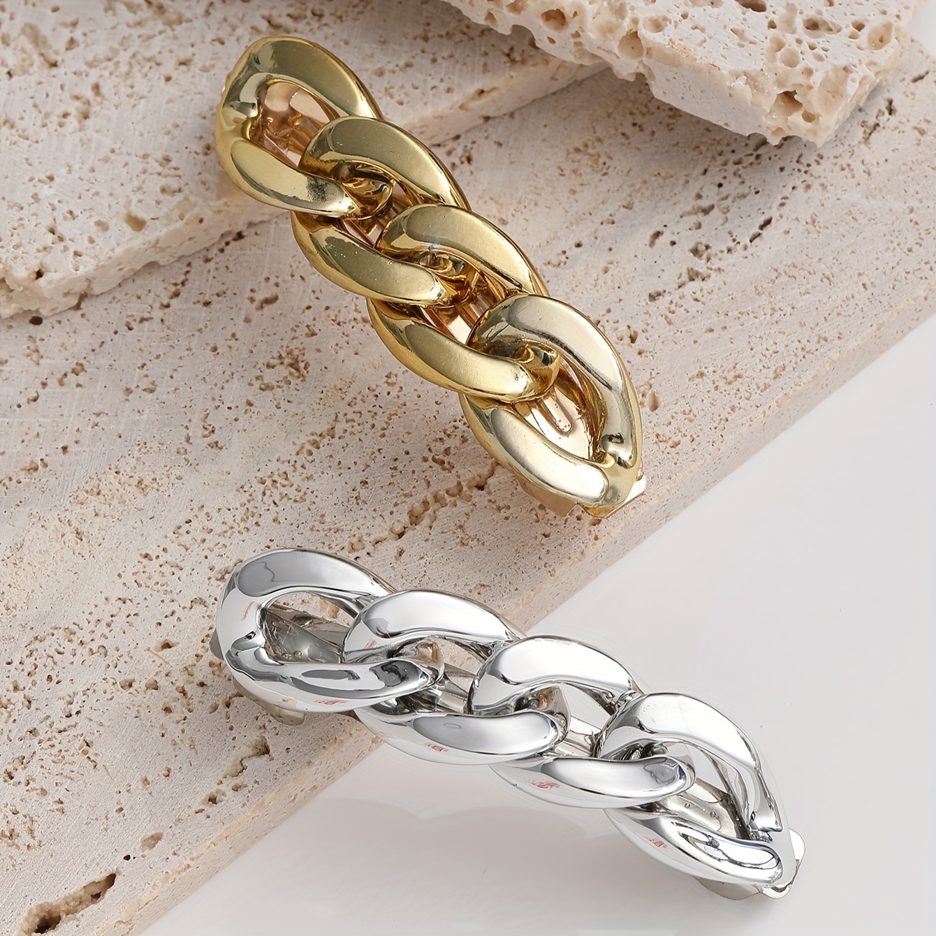 

2pcs/set Chain Shaped Spring Hair Clip Barrette For Daily Life, Bridal Wedding Hair Accessory