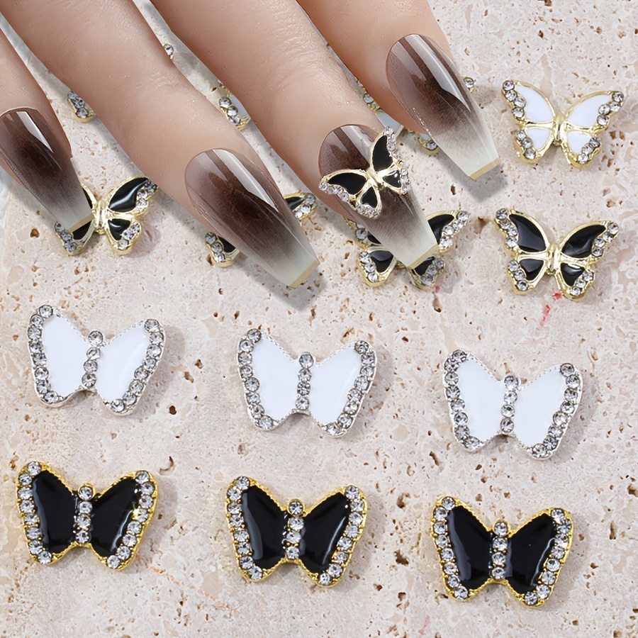 Golden Butterfly Nail Art Charms 3d Alloy Nail Art With - Temu