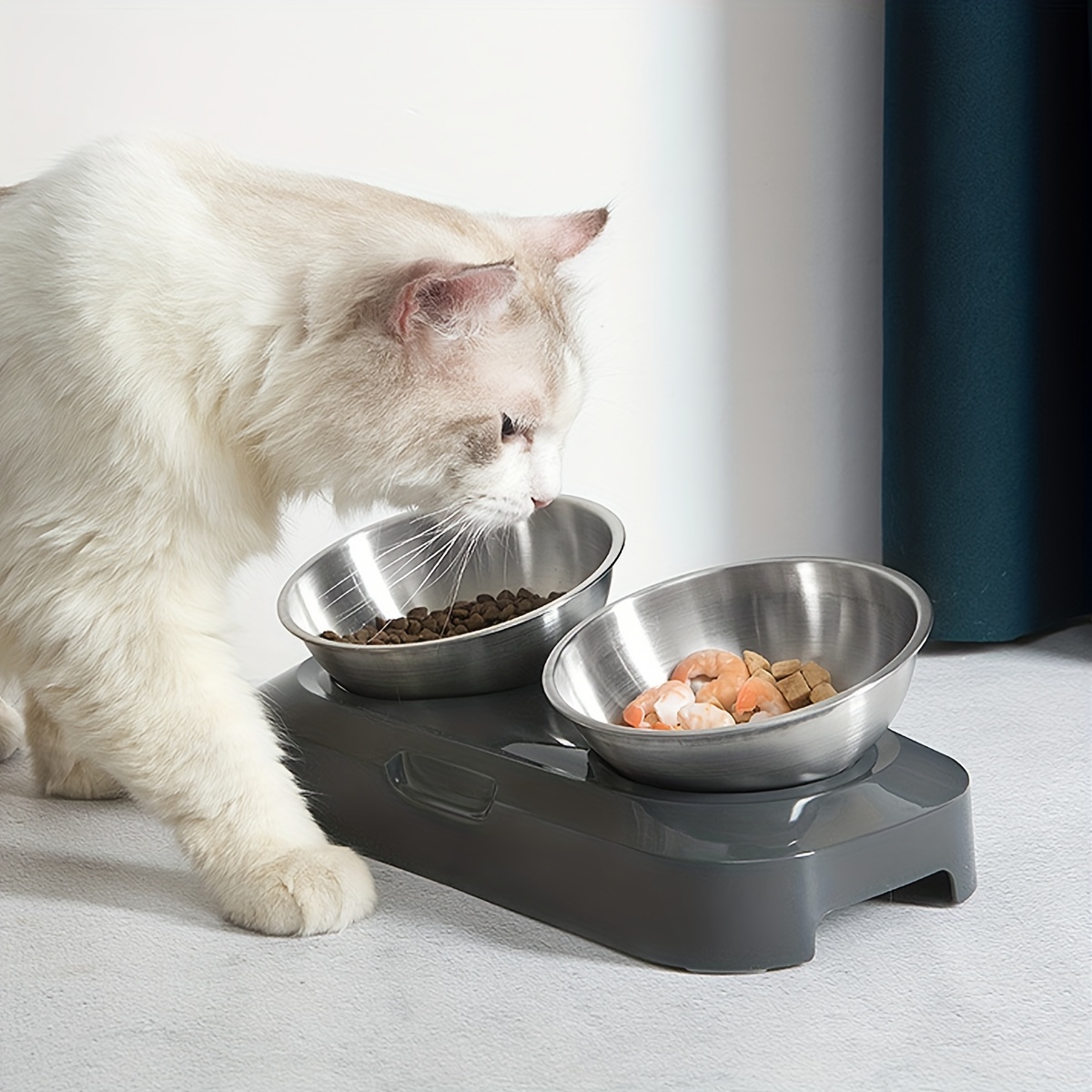 Double Cat Dog Bowls Elevated Cat Food Water Bowls With Raised Stand 15  Tilted Raised Pet Feeder Bowl For Cats And Small