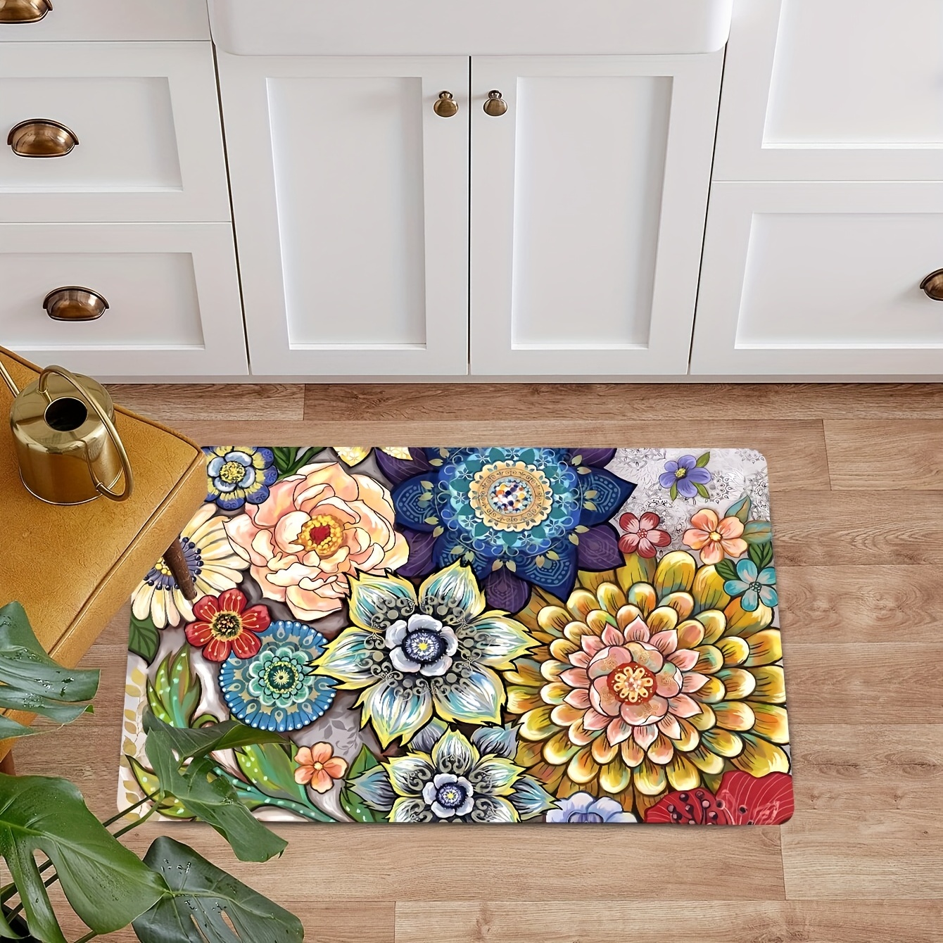  Sailground Kitchen Rugs, Bee and Small Daisies on Wood Kitchen  Rug, Ktchen Gadgets Anti-Fatigue Kitchen Mat, Floor Mats for Kitchen Decor  & Laundry Room Decor, 2PCS Runner Rug, Kitchen Mats for
