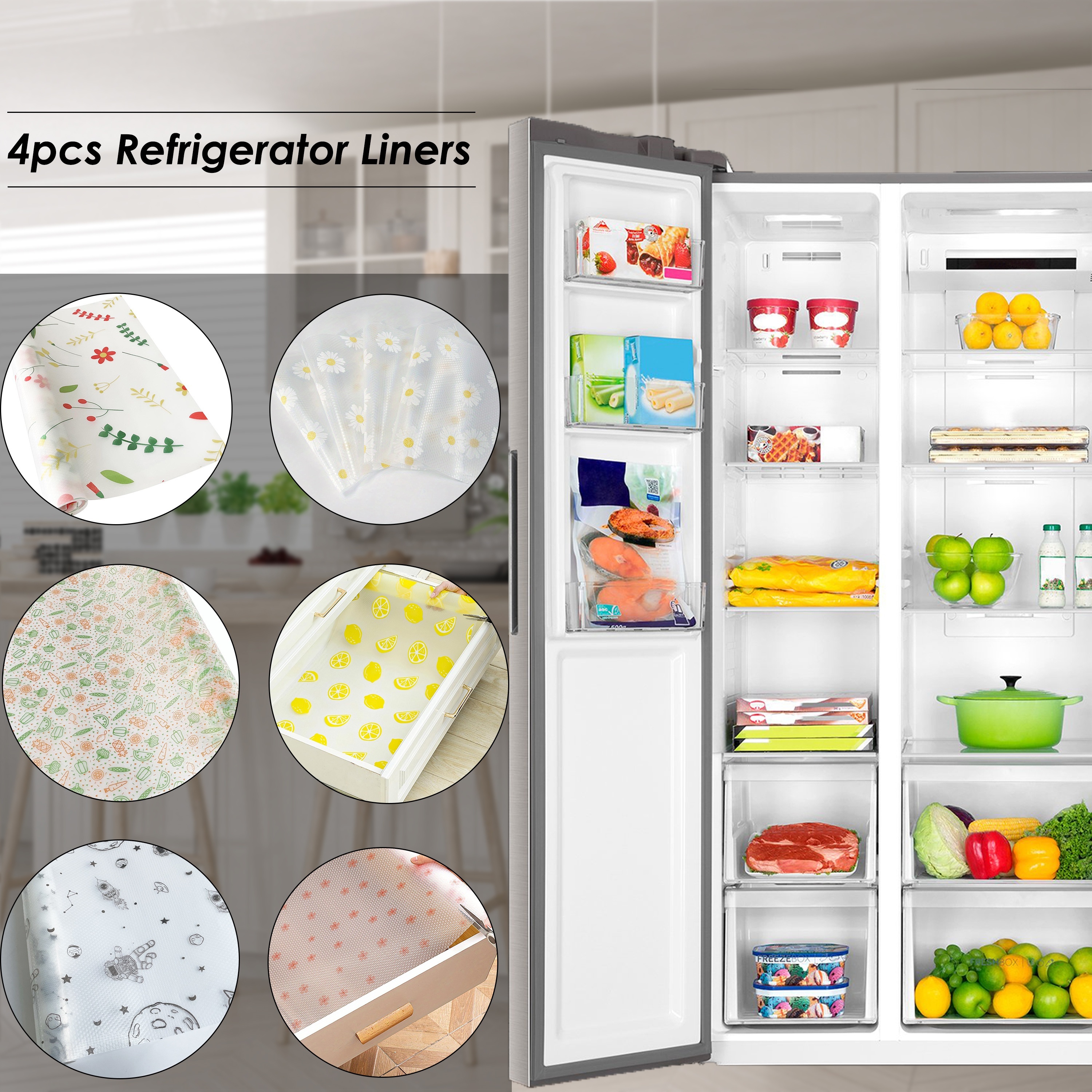 Refrigerator Liners Washable Mats, Refrigerator Mats, Liner Waterproof  Oilproof, Fridge Liners For Shelves, Cover Pads For Freezer Glass Shelf,  Cupboard Cabinet Drawer - Temu