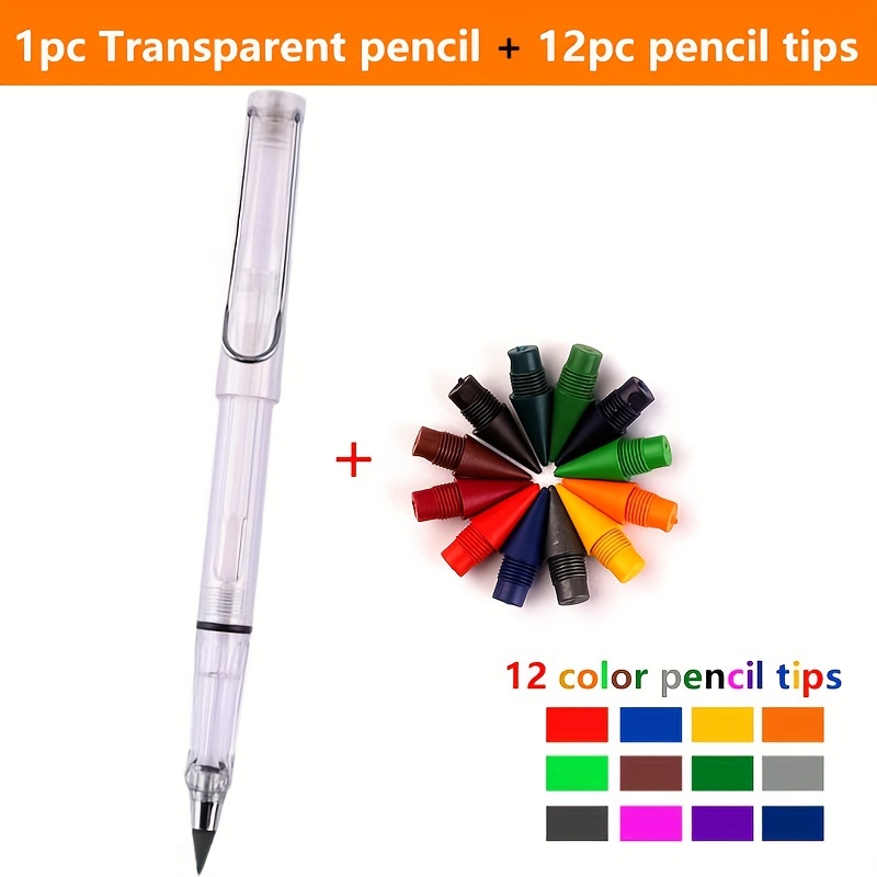 12Pcs Forever Pencil Colored Pencils 12Pcs Replacement Pen Tips