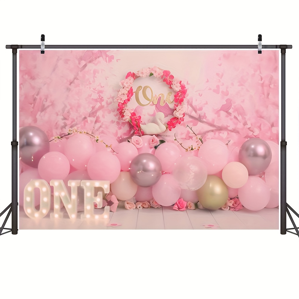  Decoraciones de fiesta de cumpleaños de niña rosa, telón de  fondo de fiesta de cumpleaños de niña rosa, telón de fondo con temática de  princesa, kit de arco de guirnalda de