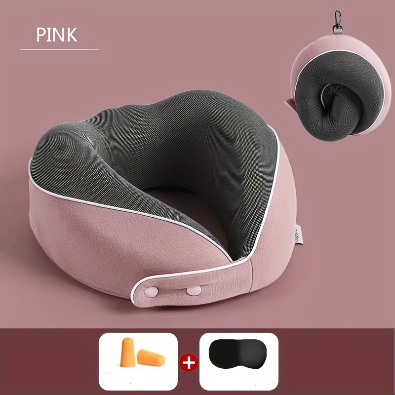 1pc Travel Pillow Memory Foam Neck Pillow Comfortable Breathable Cover Machine Washed Airplane Travel Pillow Bedding Supplies Car Office Napping Pillow For Sleeping