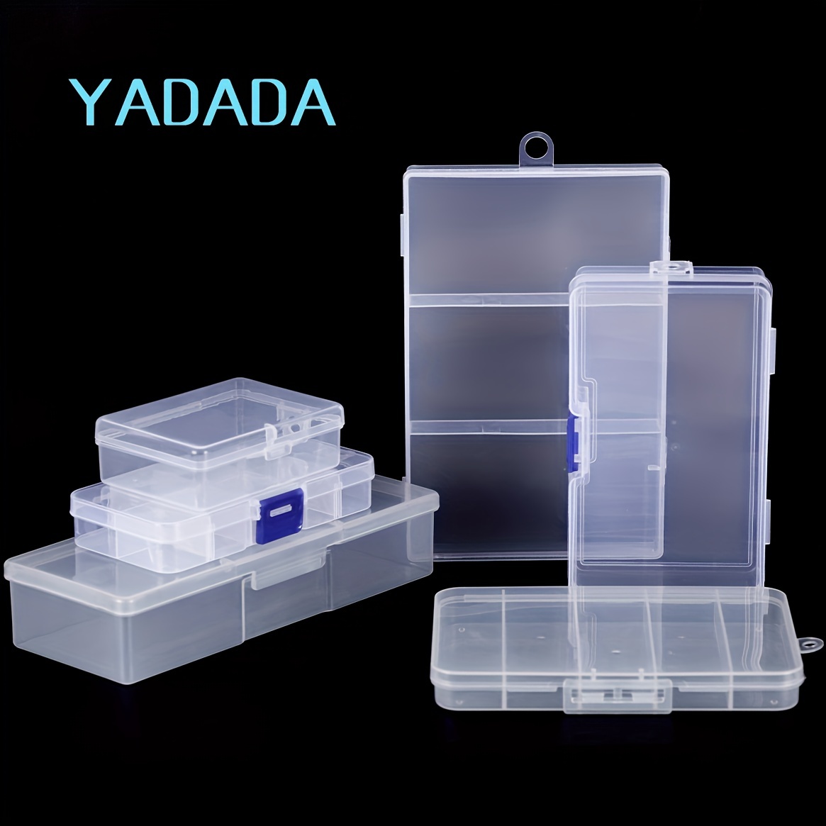 Paquete de 20 cajas organizadoras de plástico con 10 rejillas, contenedor  de almacenamiento transparente, estuche de joyería con divisores fijos para