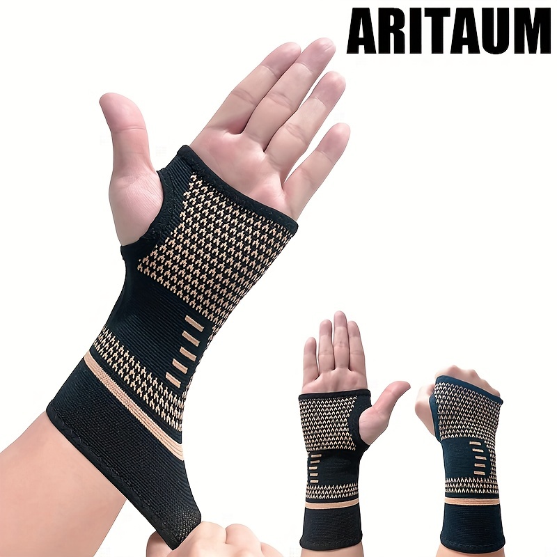 

2 Pcs Copper Wrist Compression Sleeves, Elastic Wrist Support Sleeve Wrist Brace, Breathablehand Brace For Sport, Fitness, Workout, Typing