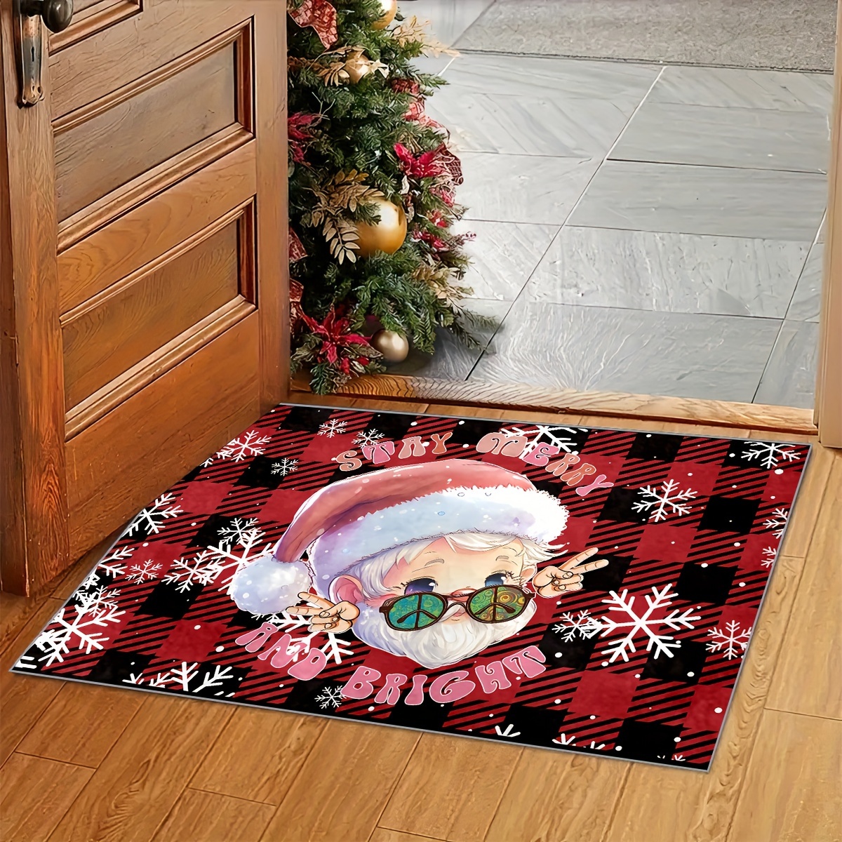 Christmas Themed Diatom Mud Doormat Non slip Waterproof And - Temu