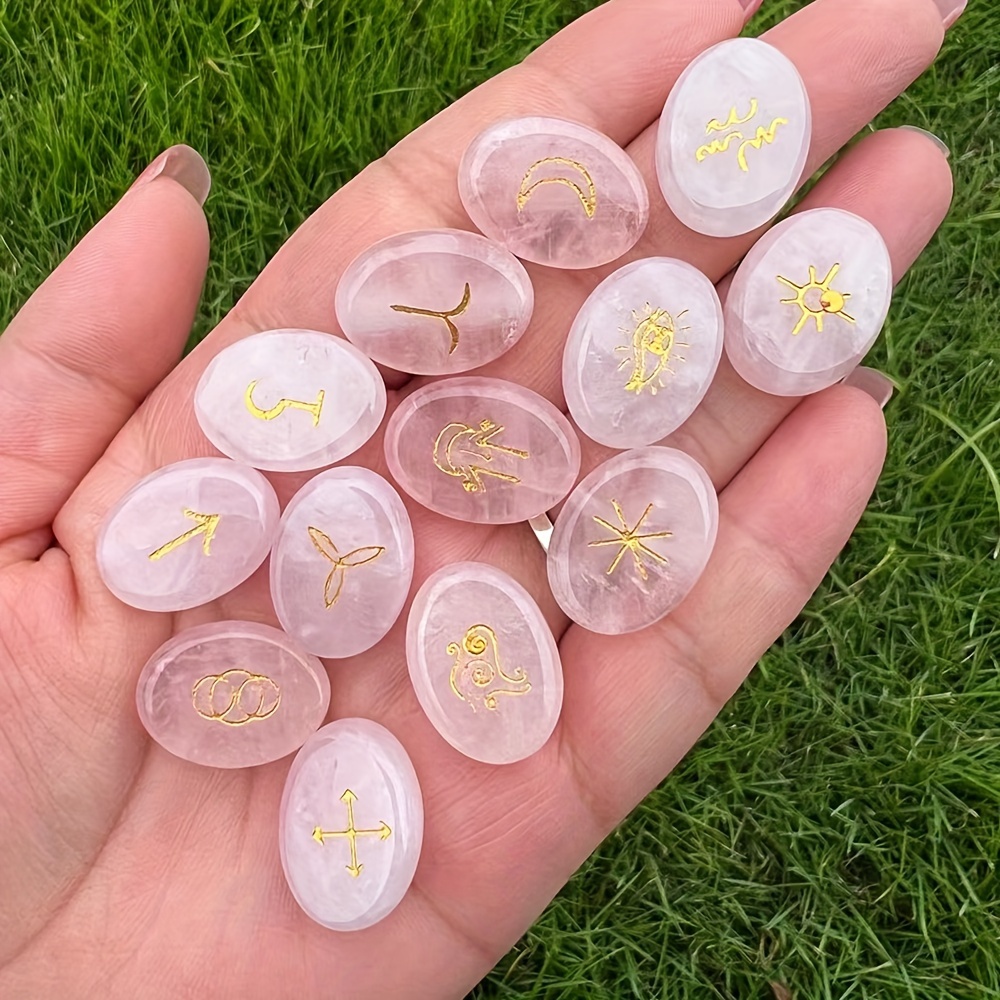 Amethyst Witches Runes Engraved Gypsy Symbol Healing Crystal - Temu