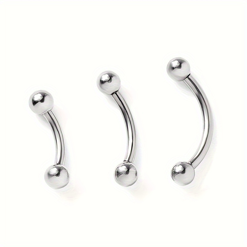 

1 Pc 16g Titanium Alloy Internal Thread Eyebrow Nail Double Round Ball Curved Rod Eyebrow Ring Piercing Jewelry