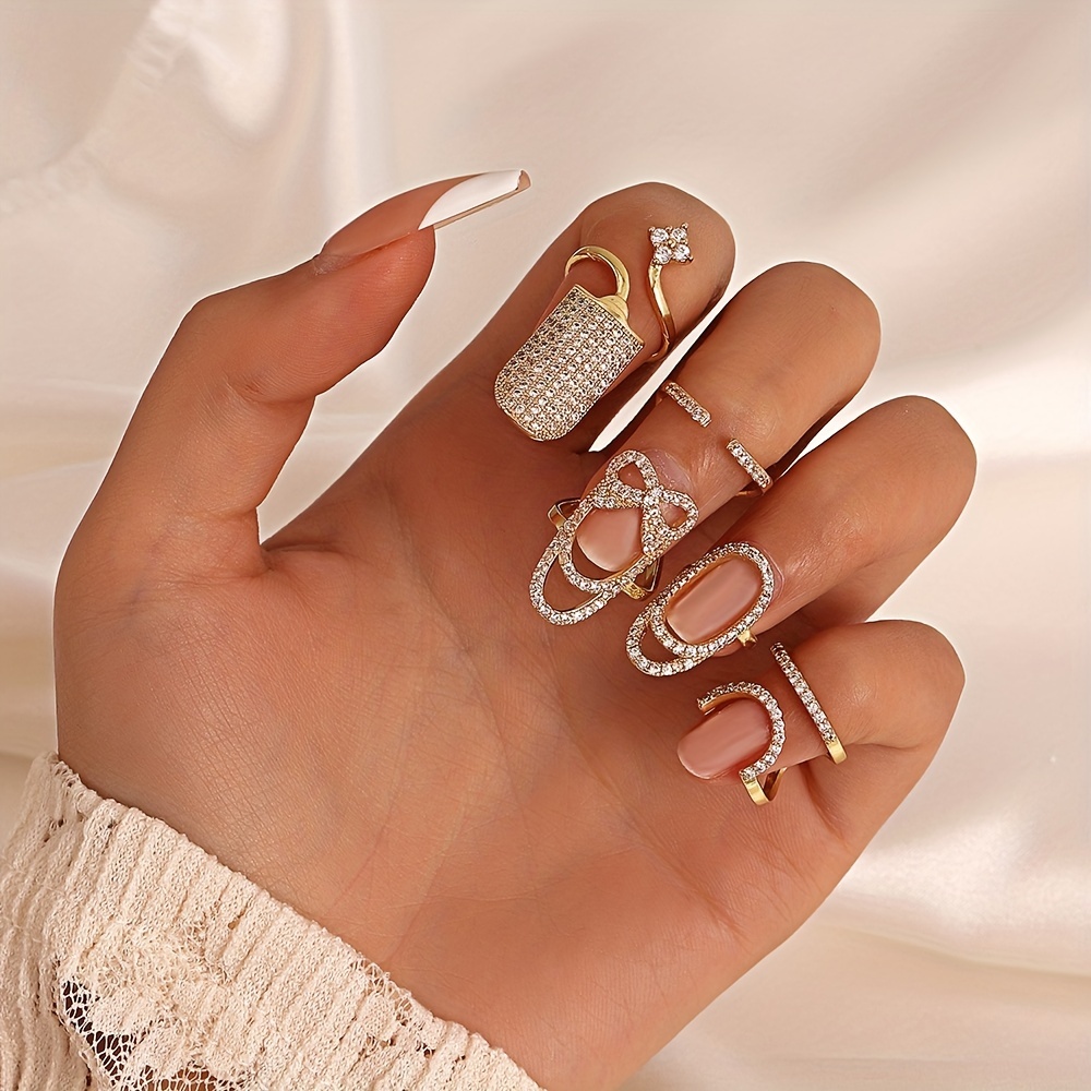 Alloy Geometric Nail Rings Hand Decoration Joints - Temu