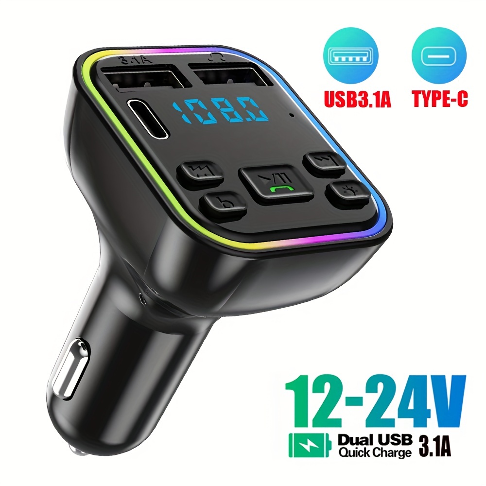 Bluetooth Adapter Car Usb Charger With Pd3.0 Dual Qc 3.0 Usb