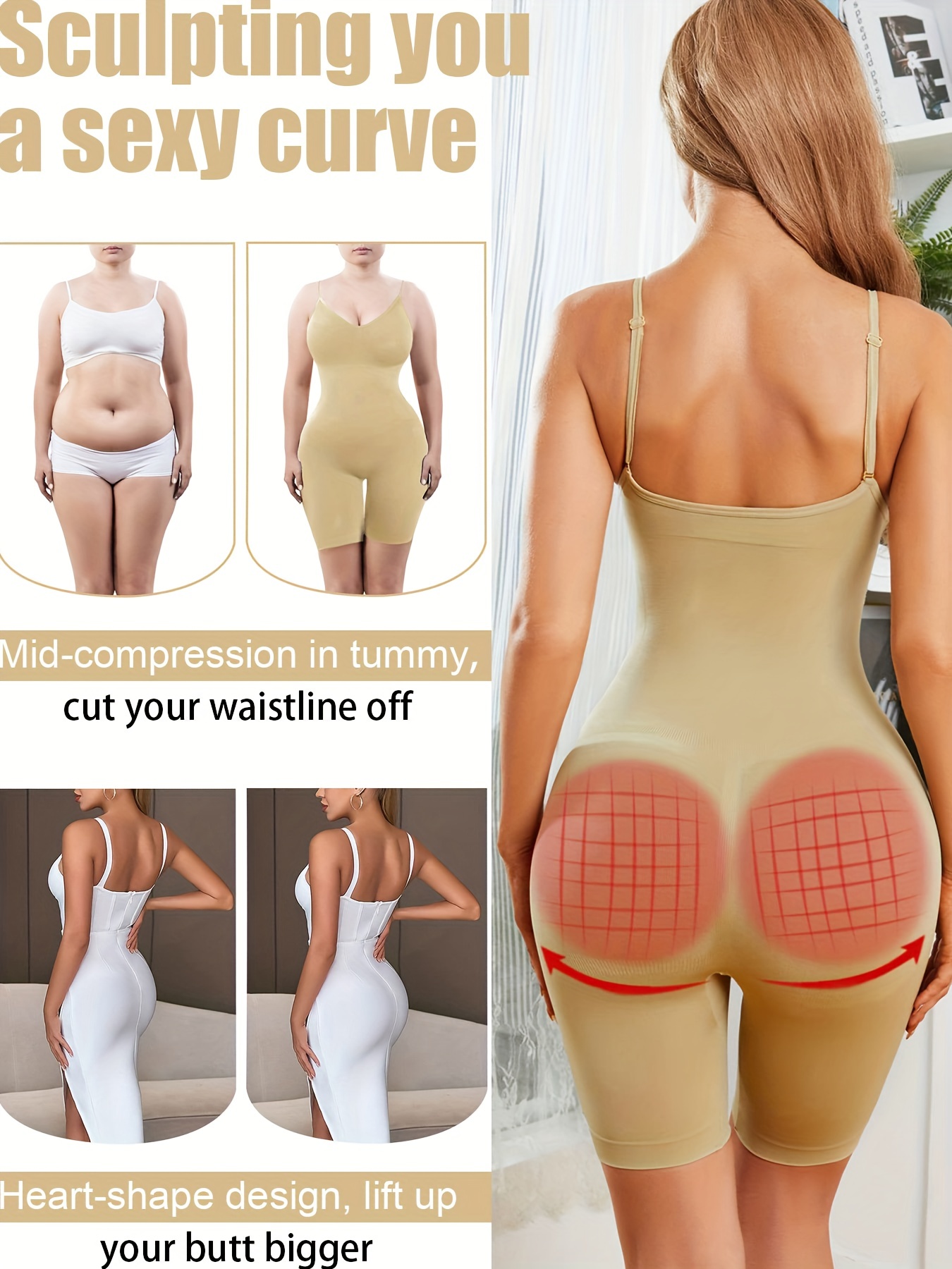 Seamless Solid Shaping Romper Tummy Control Butt Lifting - Temu Belgium