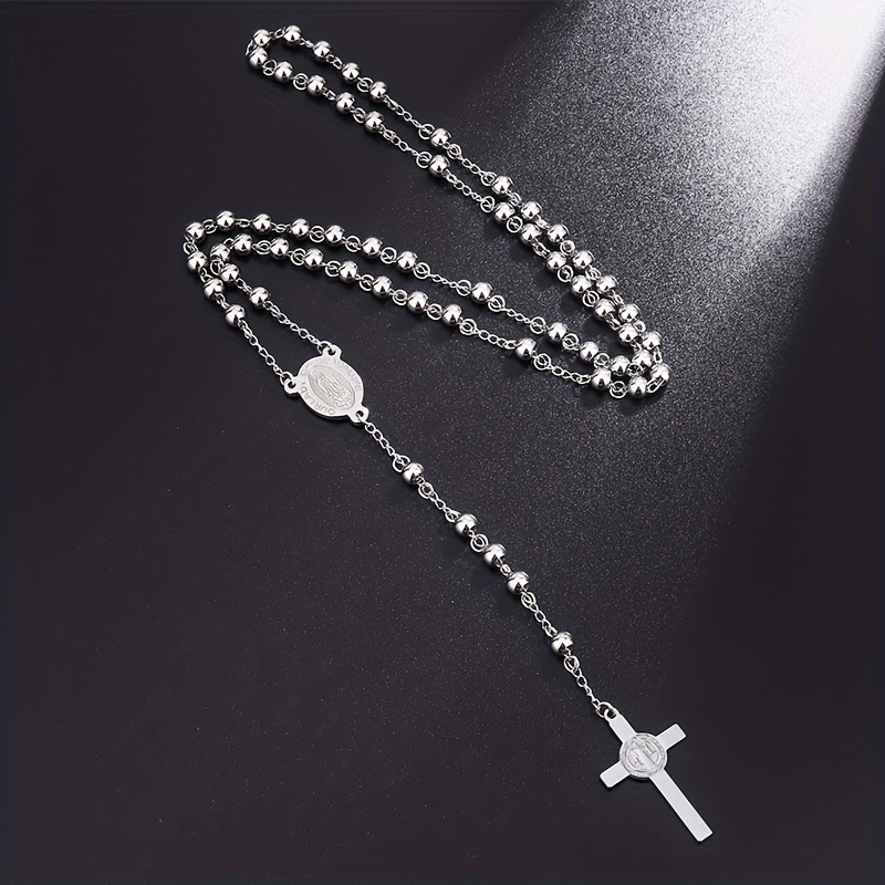 Rosenkranz aus Holz Perlen katholisch für Kreuz Halskette mit