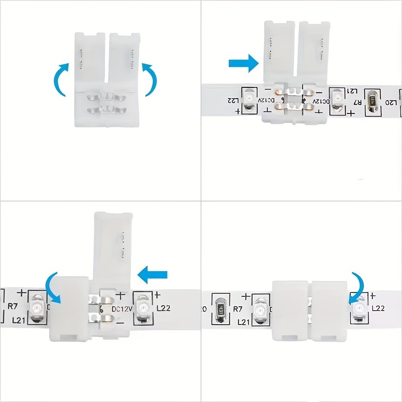 10pcs Câble PCB 2 broches Led Strip Connecteur 3528 / 5050 Adaptateur  couleur unique Utile