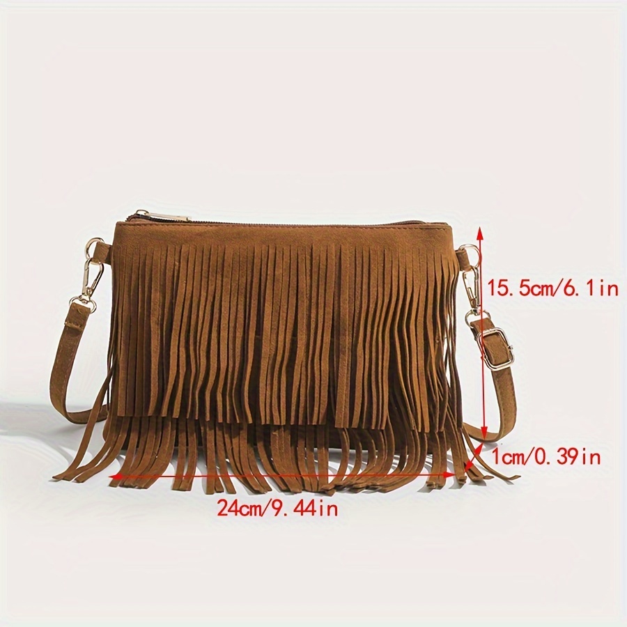 Boho Style Fringe Crossbody Bag, Vintage Shoulder Bag, Cowgirl Style Tassel  Flap Hobo Bag