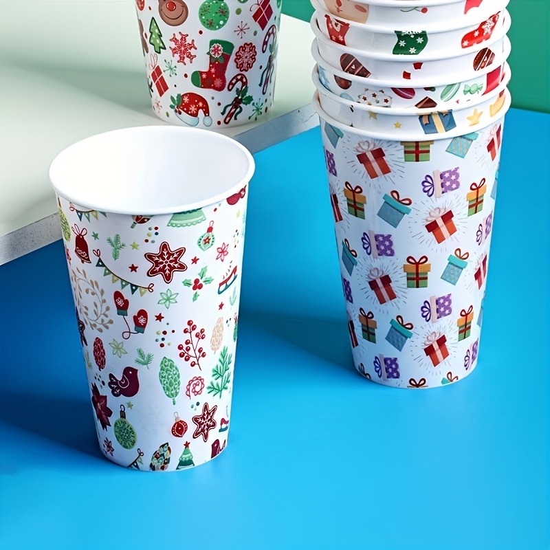 Christmas Party Cups Set 12 Lids Straws Kids Disposable