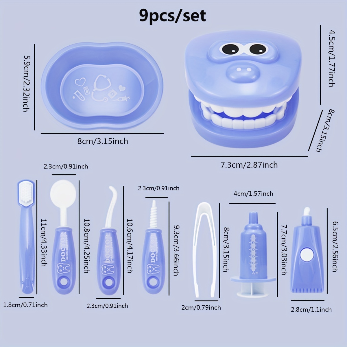 9pcs Kids Dentist Play Set Simulation Dentist Model Role Play Toy