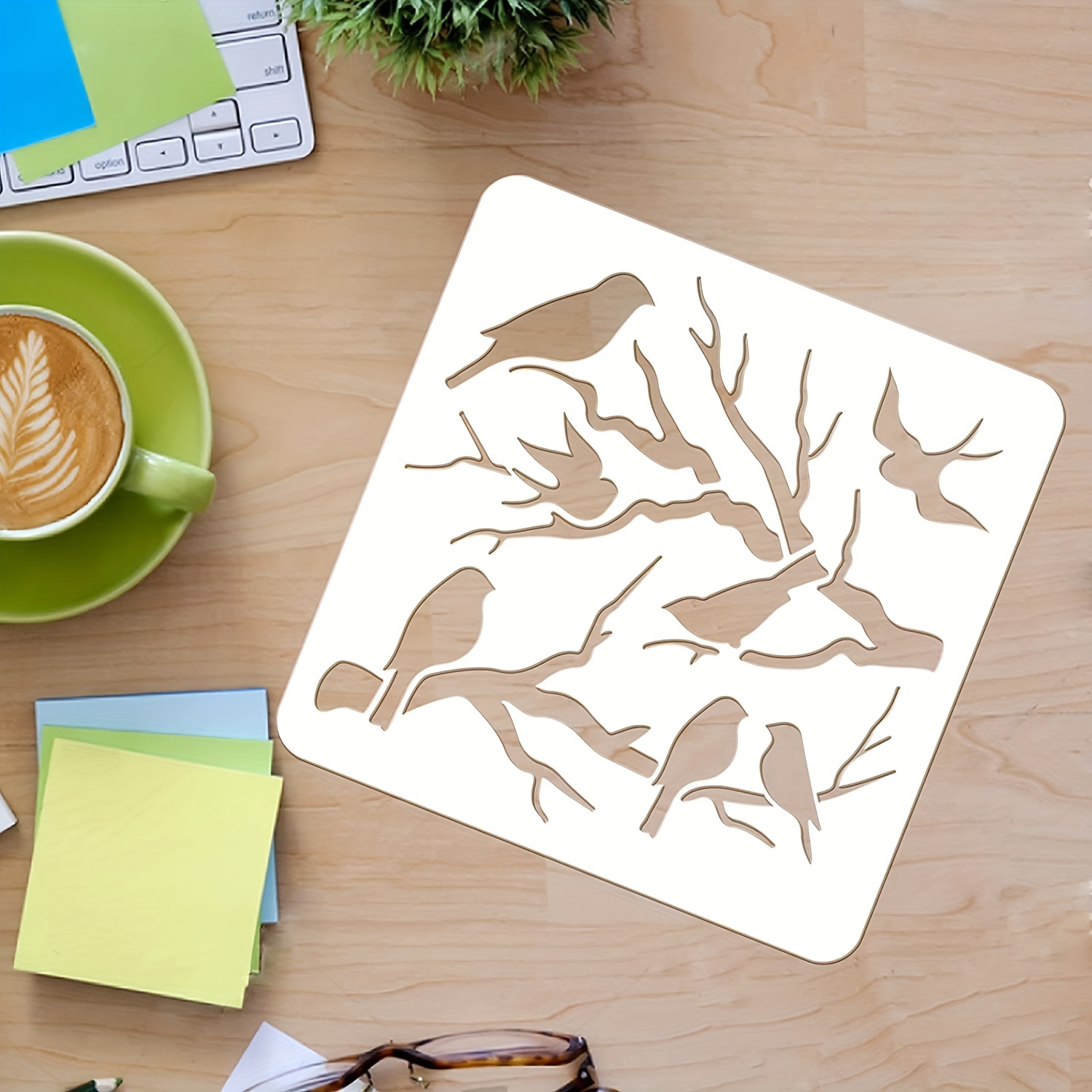 10pcs Reusable Tree Stencils For Painting, Branches Stencils Natural Plants  Templates For DIY Wall Furniture Crafts And Decorations